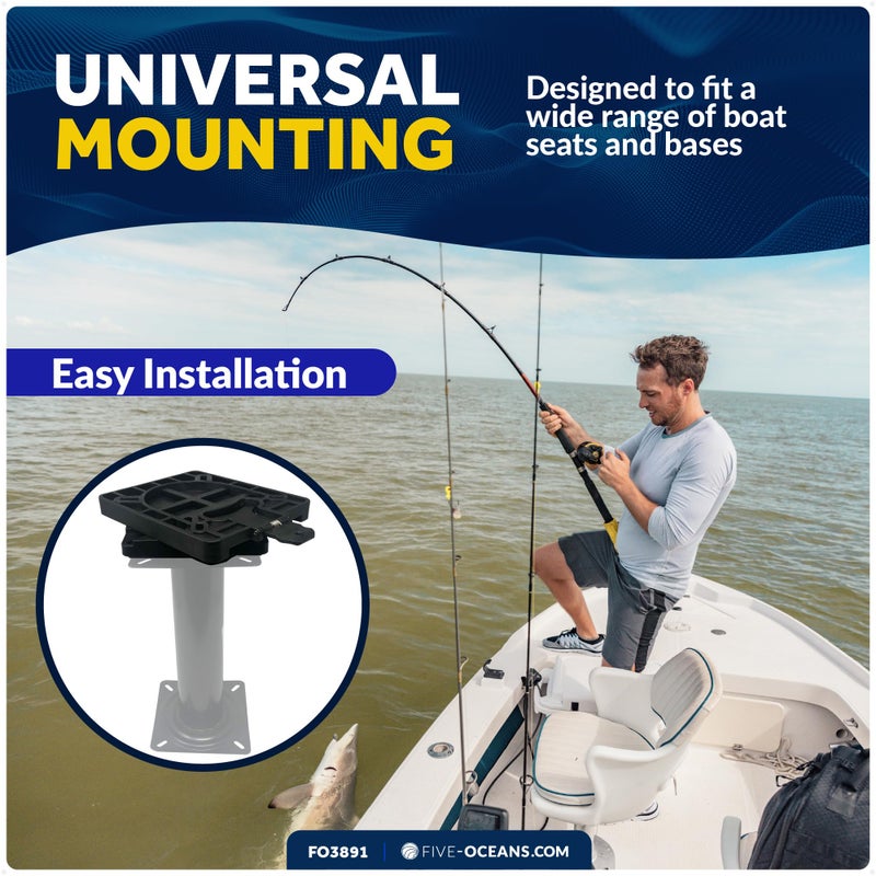 Five Oceans Boat Seat Swivel - Marine Boat Quick-Release Boat Seat Swivel Mount with Removable Bracket, Universal Mounting, Corrosion-Resistant, Black - FO3891 - Image 4